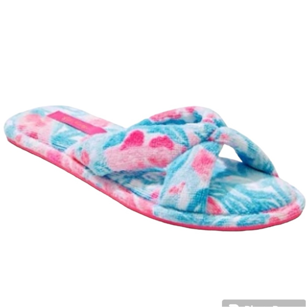 LILLY PULITZER Slippers in Bondi Blue My Little Peony - Women’s Size 7/8 - New